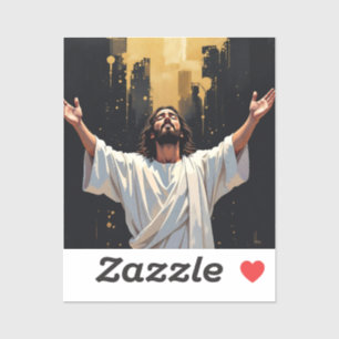 Jezus Christus Onze Redder Zwart en Goud Sticker