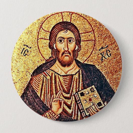 Jezus Christus Pantocrator Ronde Button 4,0 Cm (Voorkant)