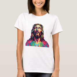 Jezus Christus Pasen Kerstmis Kleurrijk Abstract T-shirt