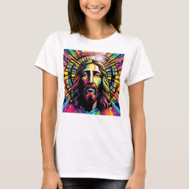 Jezus Christus Pasen Kerstmis Kleurrijk Abstract T-shirt