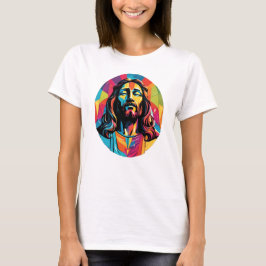 Jezus Christus Pasen Kerstmis Kleurrijk Abstract T-shirt