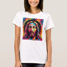 Jezus Christus Pasen Kerstmis Kleurrijk Abstract T-shirt
