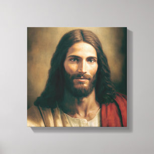 Jezus Christus Portret op Canvas 12x12 Afdruk