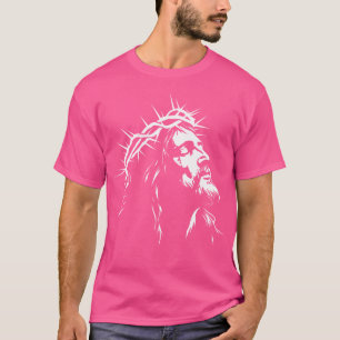 Jezus Christus Portret Stencil Art Bijbel Geloof T-shirt