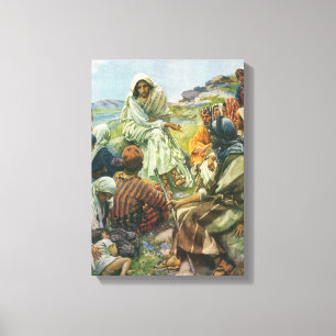 Jezus Christus Preek op de Berg, Oude Religie Canvas Afdruk