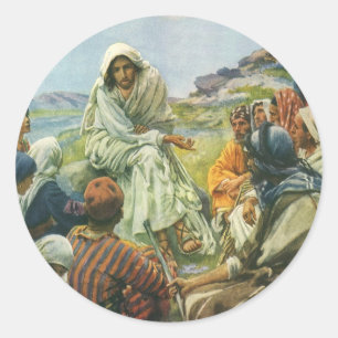 Jezus Christus Preek op de Berg, Oude Religie Ronde Sticker