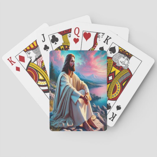 Jezus Christus reflecteert naast zachte kust Pokerkaarten (Achterkant)