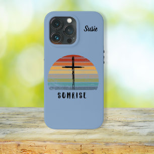 Jezus Christus Retro Sunrise Cross Christelijk iPhone 13 Pro Hoesje