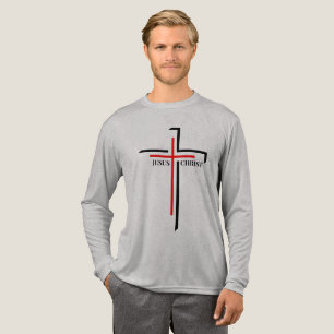 Jezus Christus Rode en Zwarte Kruis Geloof Tri-Blend Shirt