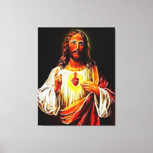 Jezus Christus Sacred Heart Canvas Afdruk