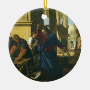Jezus Christus schoonmaken van de tempel Keramisch Ornament