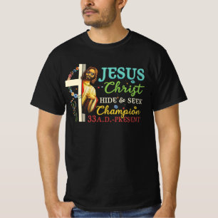 Jezus Christus Verberg en zoek Kampioen Atheïsme 3 T-shirt
