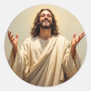 Jezus Christus viert het goede nieuws Ronde Sticker
