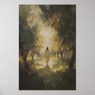 Jezus Christus Wandelend door Bosland, Heilig Poster