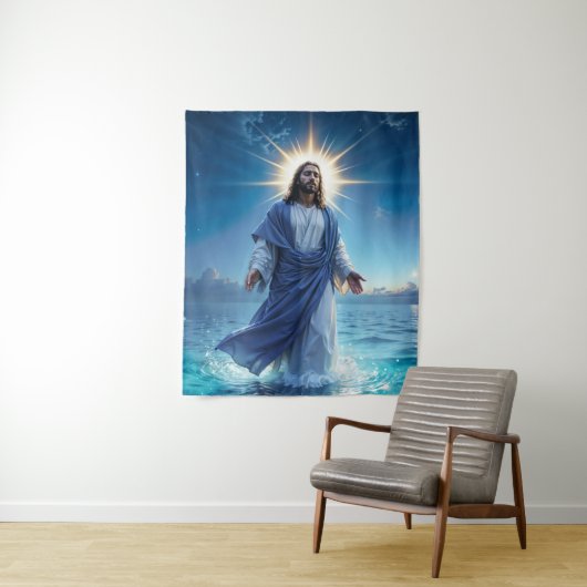 Jezus Christus wandelt op het Bijbelse watertoneel Wandkleed (In situ)