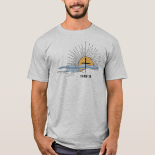 Jezus Christus Waterverf Sunrise Cross Christelijk T-shirt