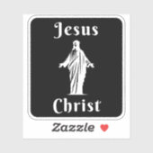 Jezus Christus (wit op zwart) Sticker (Vel)