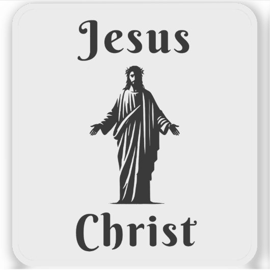 Jezus Christus (wit op zwart) Sticker (Voorkant)