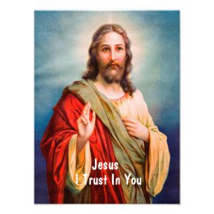 Jezus Christus Zegen Ik Vertrouw Op Jou Quote Foto Afdruk