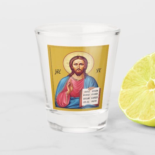 Jezus Christus zoon van God Shot Glas (Voorkant)