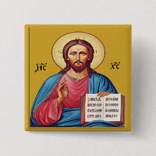 Jezus Christus zoon van God sleutelhanger Vierkante Button 5,1 Cm