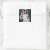 Jezus Compassie schilderij Vierkante Sticker (Tas)