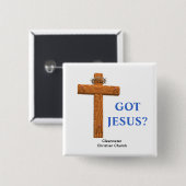 Jezus Cross Vierkante Button 5,1 Cm (Voorkant /achterkant)