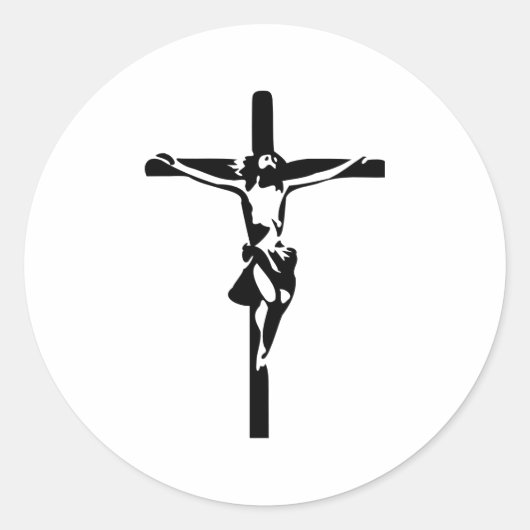Jezus - Crucifix Ronde Sticker (Voorkant)