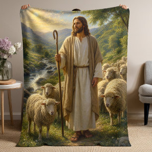 Jezus de Goede Herder in Golden Valley Fleece Deken