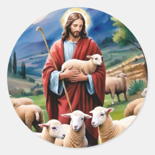 Jezus de herder ronde sticker