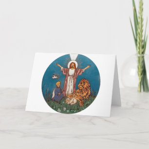 Jezus de Leeuw en het Lam Feestdagen Kaart
