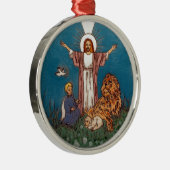 Jezus de Leon en de Lamb Metalen Ornament (Rechts)