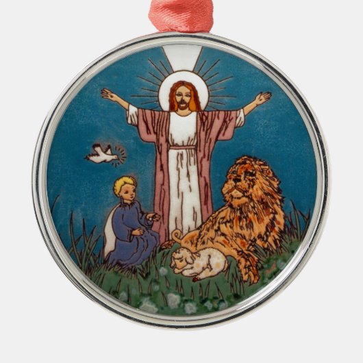 Jezus de Leon en de Lamb Metalen Ornament (Voorkant)