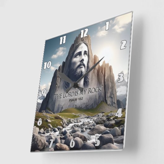 Jezus de rots van de eeuwen vierkante klok (Hoek)