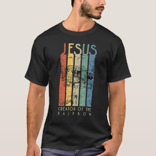 Jezus de schepper van de regenboognoah en de ark t-shirt