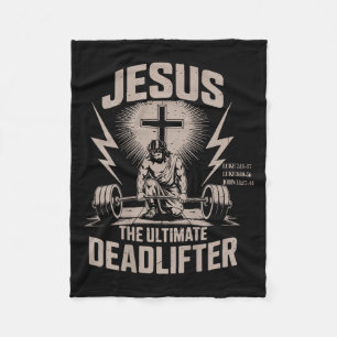 Jezus De Ultieme Deadlifter Funny Christelijke Gym Fleece Deken