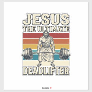 Jezus De Ultieme Deadlifter Vintage Vector Ontwerp Sticker