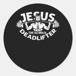 Jezus De ultieme dode oplichter Gym Fitness Athlet Ronde Sticker