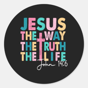 Jezus De Weg Waarheid Leven Vrouwen Mannen Kindere Ronde Sticker