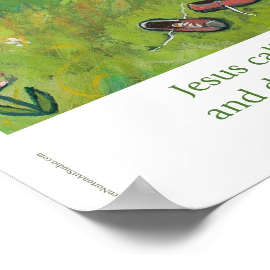 Jezus deelt de gemeenschap met kinderen poster (Hoek)