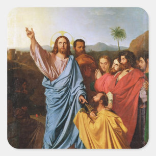 Jezus die de Keys teruggeeft naar St. Peter, 1820 Vierkante Sticker