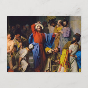 Jezus die de tempel schoonmaakt door Carl Bloch Briefkaart