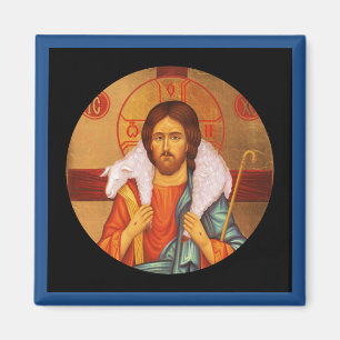Jezus die een verloren lamppictogram draagt magneet