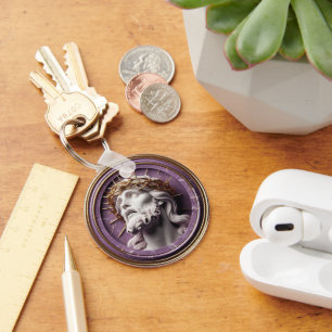 Jezus die in de hemel kijkt met doornen sleutelhanger