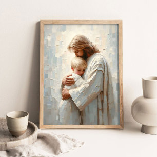 Jezus die Jongen Knuffelt, Christelijke Kunst, Jez Poster