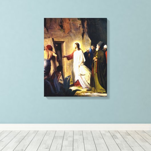 Jezus die Lazarus uit de doden doet opstaan Canvas Afdruk (Insitu (Houten vloer))