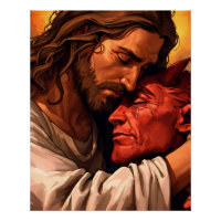 Jezus die Lucifer troost 