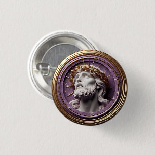 Jezus die naar de hemel kijkt met doornen ronde button 3,2 cm
