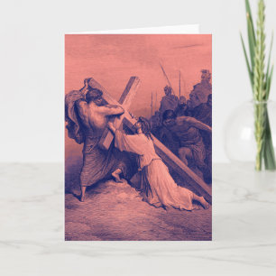 Jezus die onder het kruis valt   Bijbel Kaart