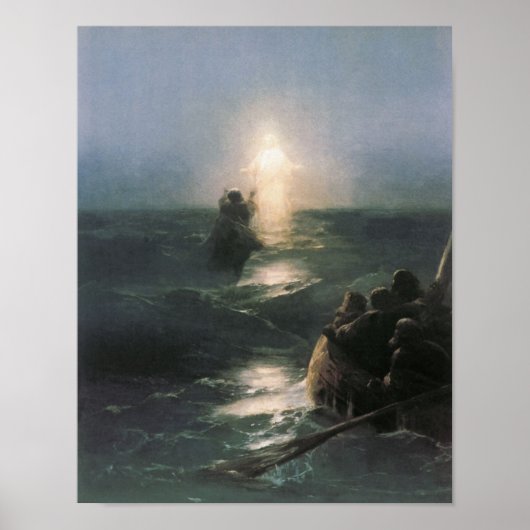 Jezus die op water loopt, Ivan Aivazovsky Painting Poster (Voorkant)